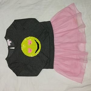 Design History Girl's Slip Dress.  Size 2T.  Sequins. Gray and Pink.